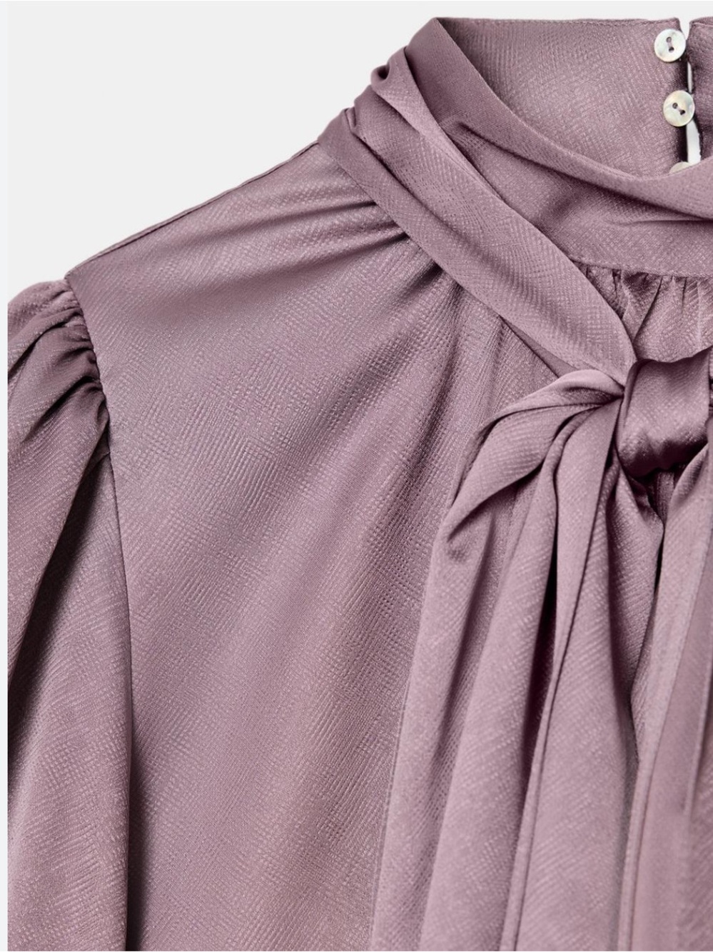 Zara NWT satin shirt with bow mauve 8946/839 - Picture 4 of 6